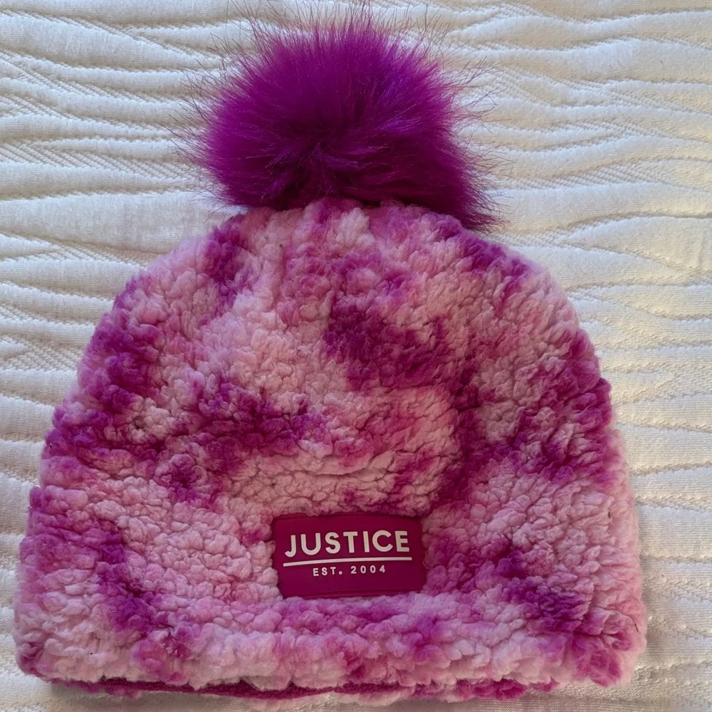 Justice “Berry Tie Dyed” Fuzzy Kids Hat